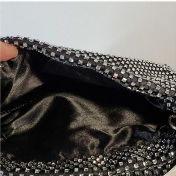 SALE Black And Silver Rhinestone Bling Evening Handbag Purse - Picture 4 of 7